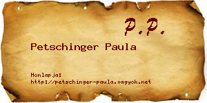 Petschinger Paula névjegykártya